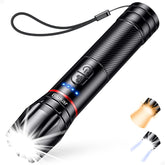 Blukar Rechargeable LED Torch – Dual Color Light, 10 Modes, Zoomable, Waterproof